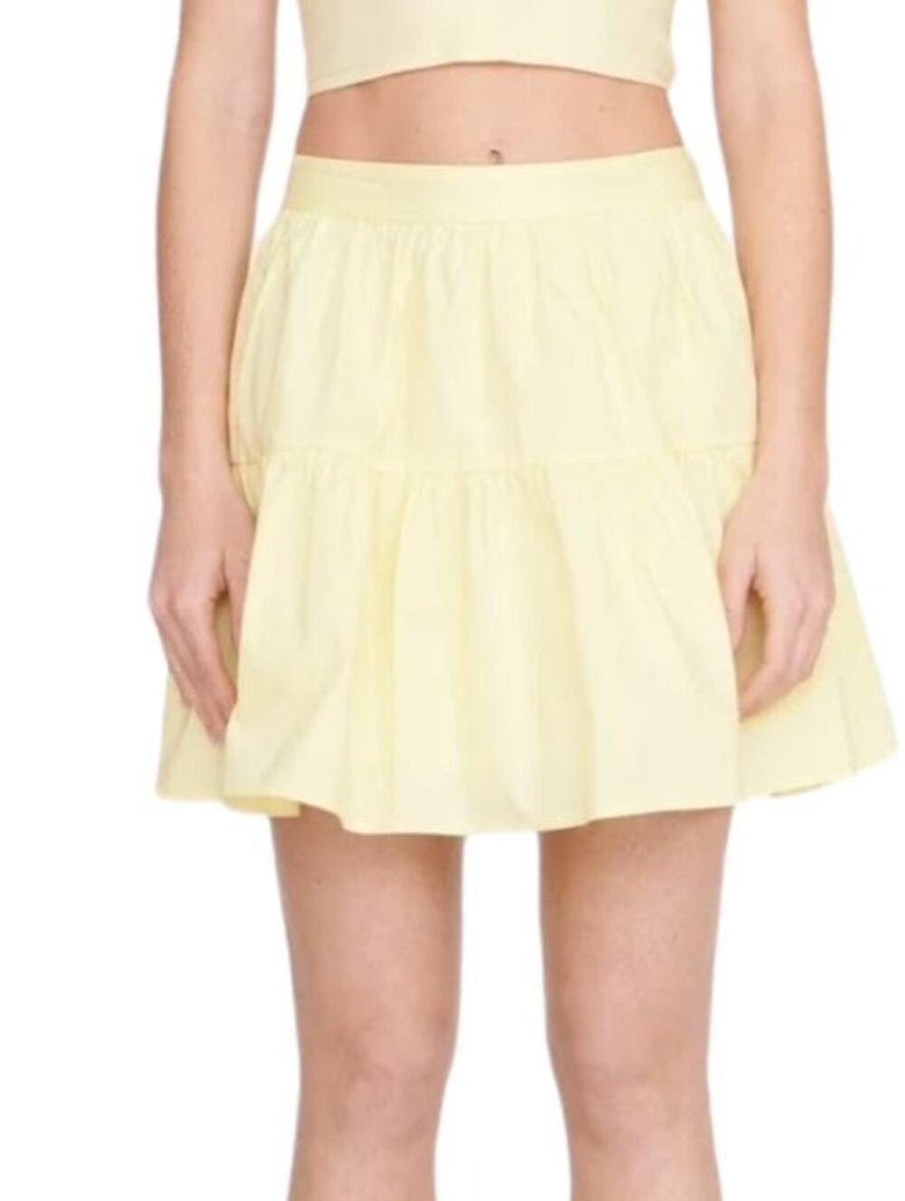 Staud skirt Stretch Cotton Mini Ruffle Tiered Sunray Yellow size 12